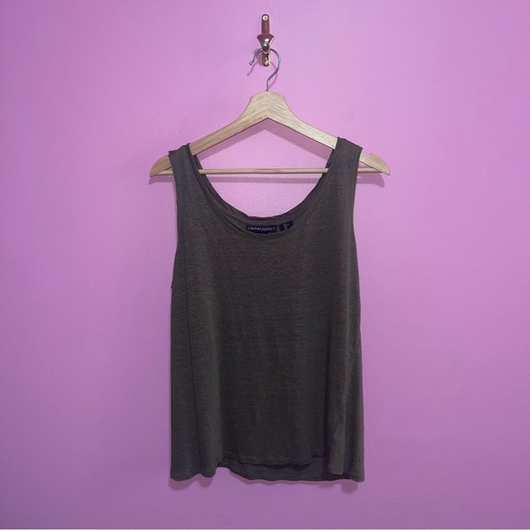 Cynthia Rowley Top Women's Size Large Olive Green Linen Sleeveless Blouse Tank - Picture 6 of 6